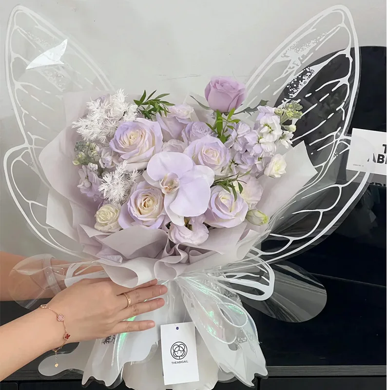 24Pcs Butterfly Wings Shape Flower Wrapping Paper Bouquets Packing Material Wedding Birthday Party DIY Gift Decoration Supplies