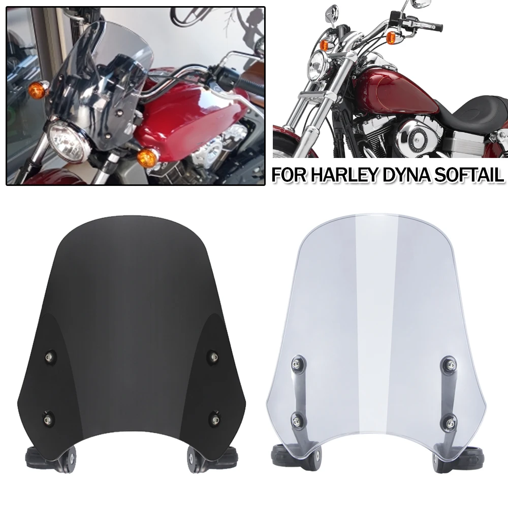 

Motorcycle Windscreen Wind Deflector Protector For Harley Dyna Softail For FXDC Super Glide Wide Glide For Street Bob 2006-2019