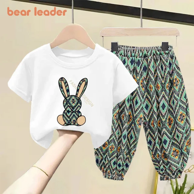Bear Leader Girls Summer Sleeveless Suit 2023 New Summer Girls Fashion Korean Version of The Cute Polka Dot Girls Two-piece Suit 1