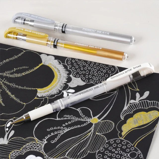 SeamiArt 1pc 1mm Gold Silver White Metallic Marker Pen Gel Pen For DIY Art Coloring Scrapbooking Signing Art Supplies Stationery 2