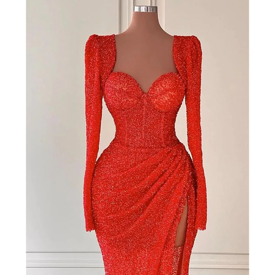 

Red Long Prom Dresses For Black Girls Mermaid Gowns Sexy V Neck Party Wear Formal Evening Dresses Robe De Soriee DD