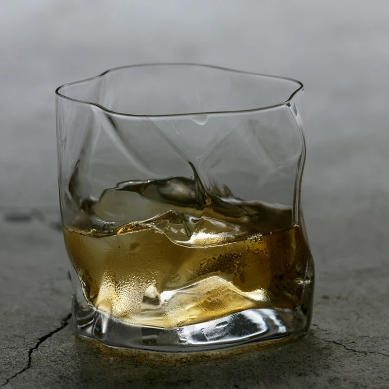 Whiskey Glass Japanese Edo Designer Crumple Paper Irregular Shape Crystal Faceted Der Whiskybecher Whiskey Whisky Rock Glass Artwork Wine Cup