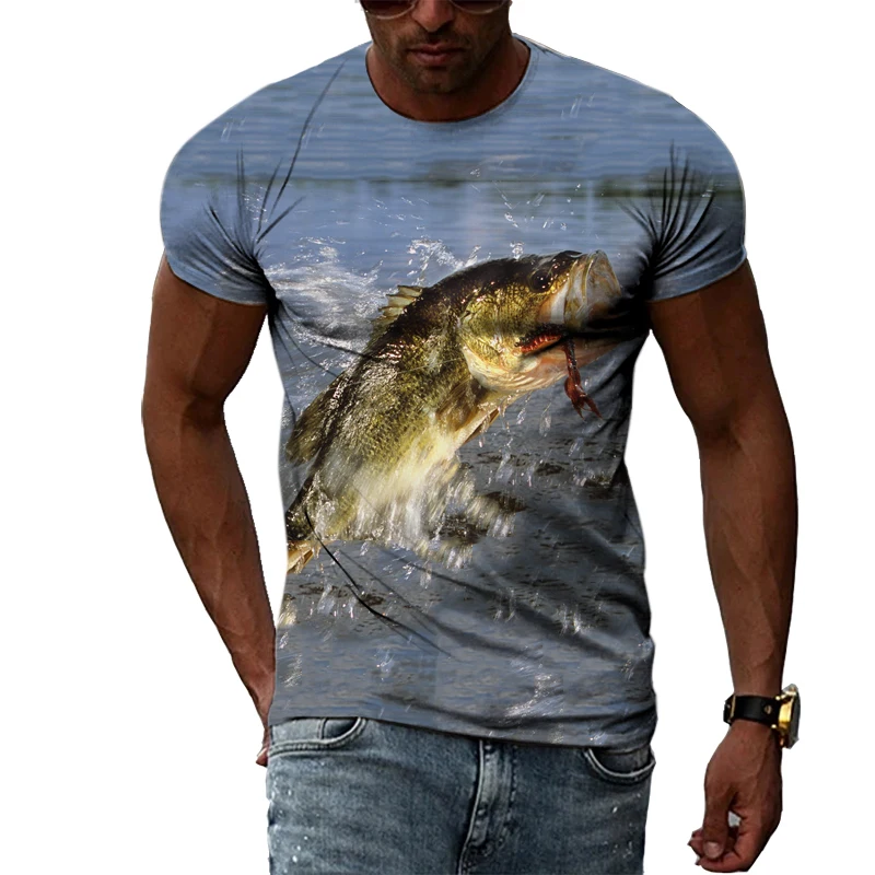 New Sea Fishing Enthusiast T-shirt 3D Fish Print Men's and Women's T-shirt  Summer Retro Casual Outdoor T-shirt Street O-Neck Top