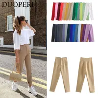 Duoperi Women Fashion Solid Basic High Waist Trousers Chic Female Office Lady Casual Business Workwear Long.jpg