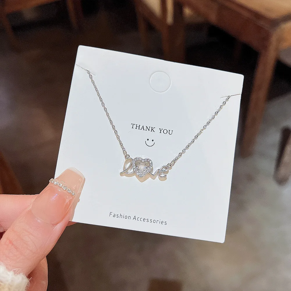 

3D Lucky Little Zircon Lnitial English Letter Love Heart Mother's Day Ball Pendant Necklace Woman Girl Wedding Blessing Jewelry