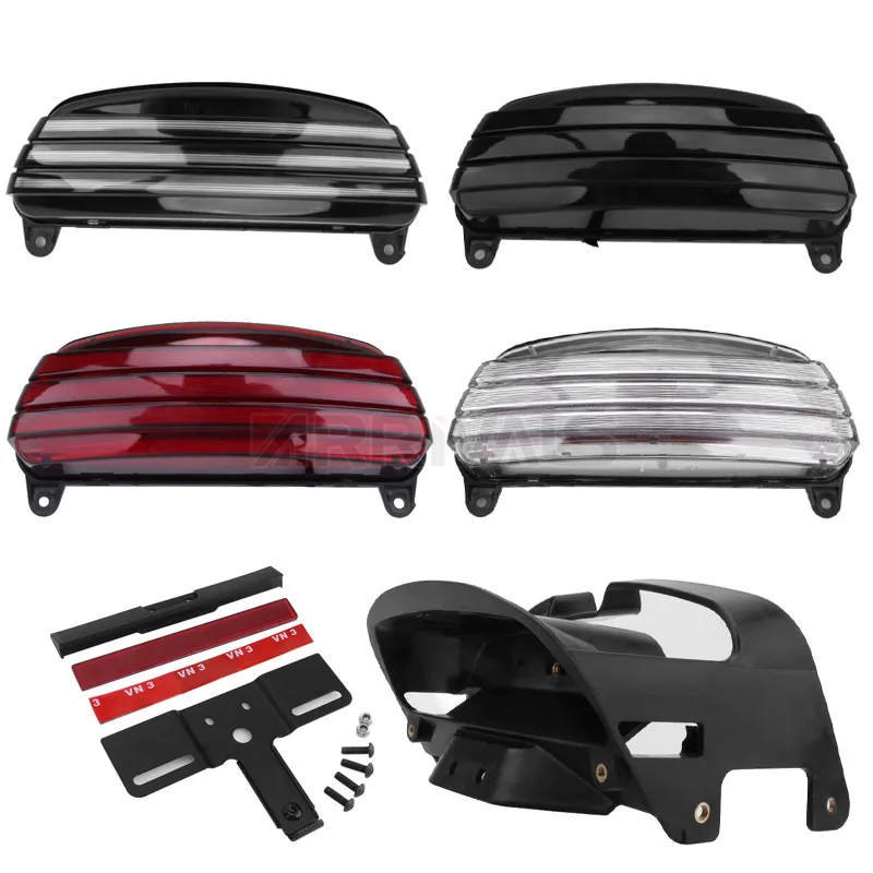 Motorcycle Tri-Bar Rear Fender LED Tail Light For Harley Dyna Fat