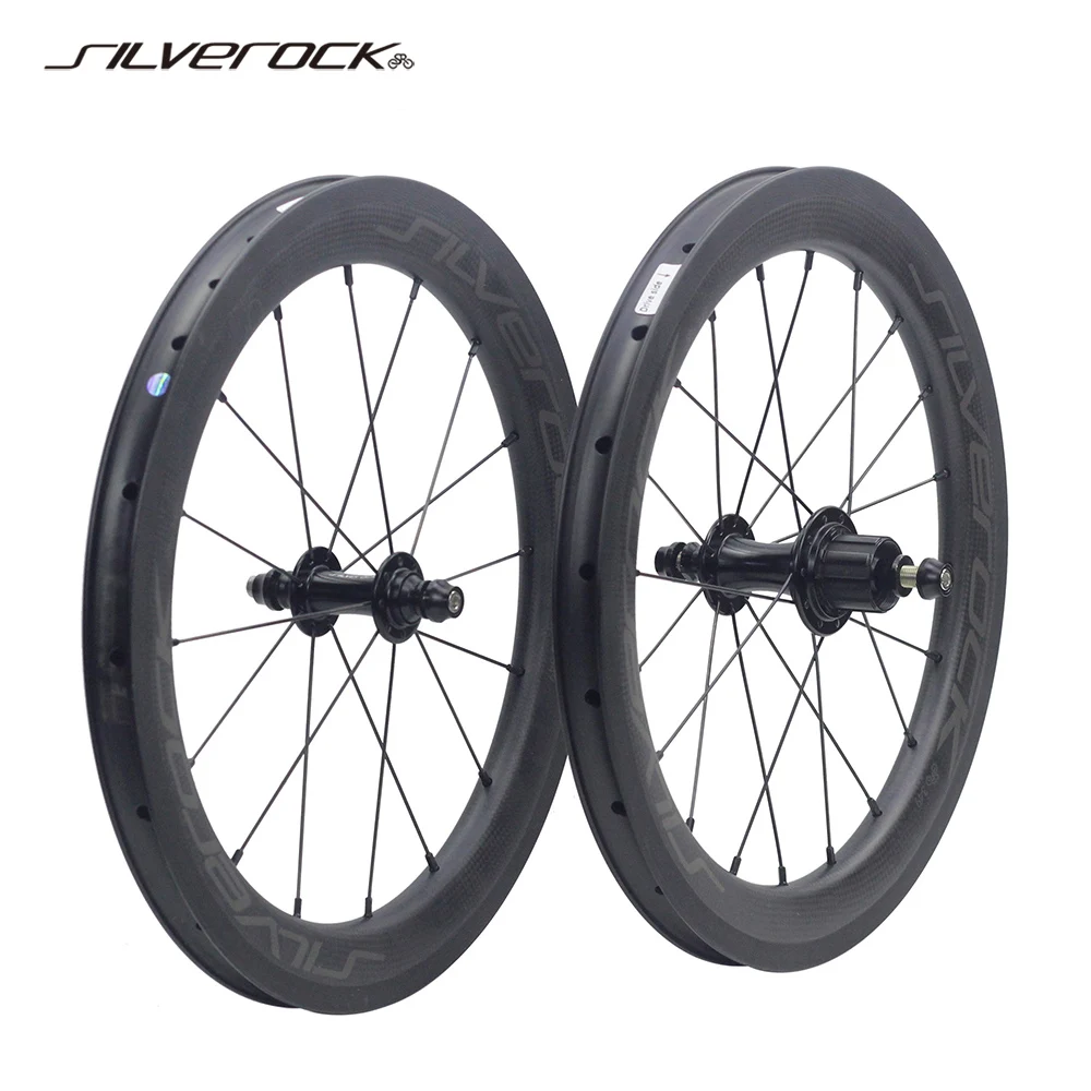 

SILVEROCK External Carbon Wheels 16inch 1 3/8" 349 Rim Caliper Brake 5-7 Speed for Brompton 3sixty Folding Bike Bicycle Wheelset