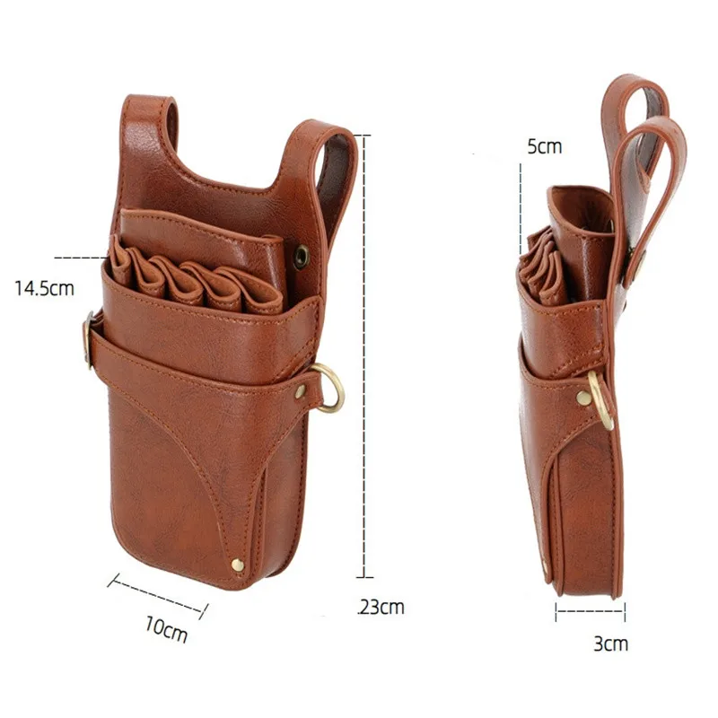 Multifunction 1PC Black Cowhide Hair Scissor Bag Clips Bag Hairdressing Barber Scissor Holster Pouch Holder Case With Belt