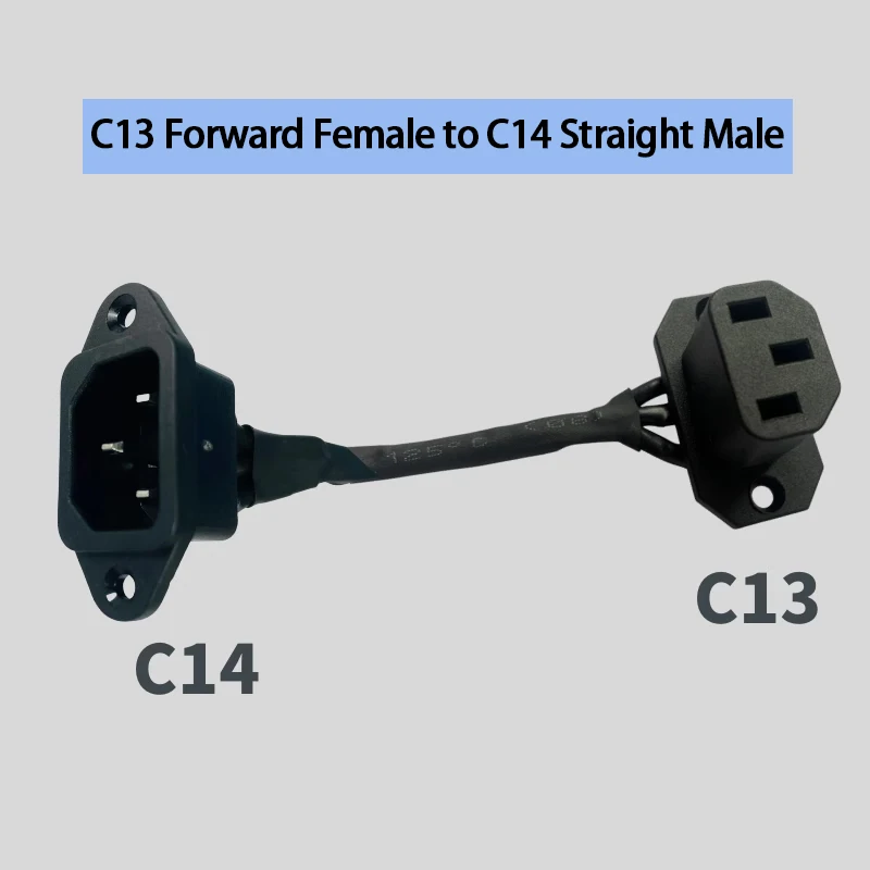 Angled IEC C14 to C13 Extension Cord with Mounting Ears, 250V 10A Rated