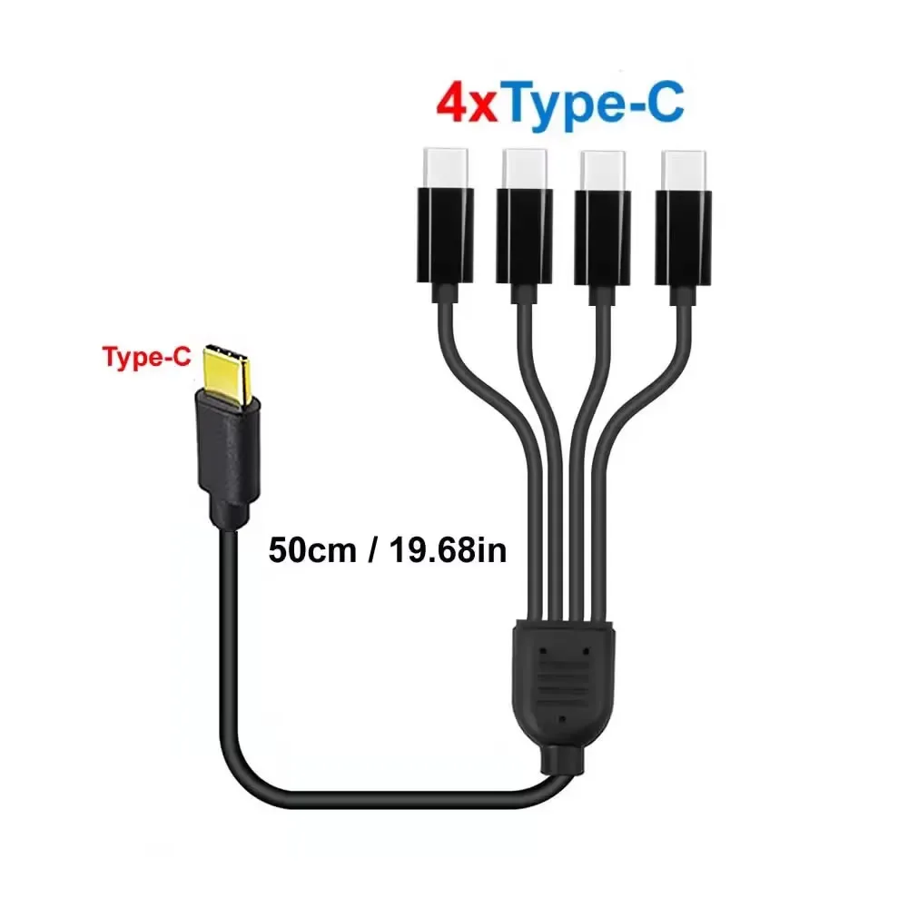 Compact Dual Output USB-C Charging Splitter Cable, 20cm