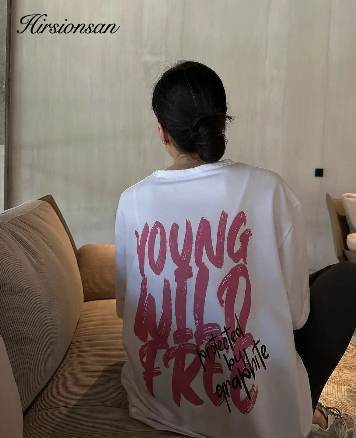 Hirsionsan Vintage Letter V Printed T Shirt Women Summer Cotton Soft Short Sleeve Tee Female Oversized Higt Street Gothic Tops 2