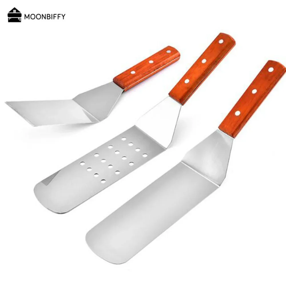 Silicone Spatula Steak Spatula Stainless Steel BBQ Grill Turner Spatula
