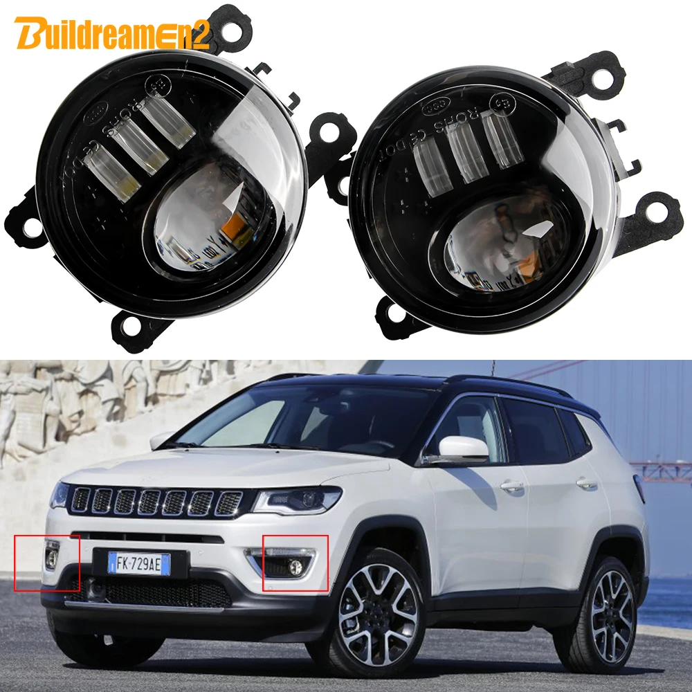 2X60W 6000Lm Car Front Led Lens Fendinebbia Per Jeep Compass Mp 2017 2018 Fendinebbia Daytime Running Lamp H11 Assembly