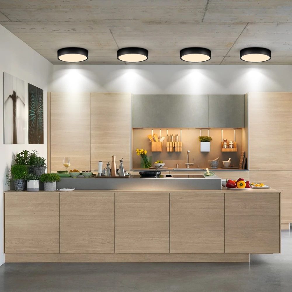 LED 천장 다운라이트 LED 스포트라이트, 85-220V, 5W, 10W, 15W, 25W, 표면 장착 다운 라이트, 거실용 블랙 주방 스폿 램프