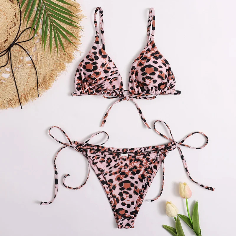 off the shoulder bikini Leopard Print Two Piece Swimsuit Bikinis 2022 Women Sexy Lace Up Holiday Beach Bathing Suits Female Fashion Brazilian Bikini Set off the shoulder bikini