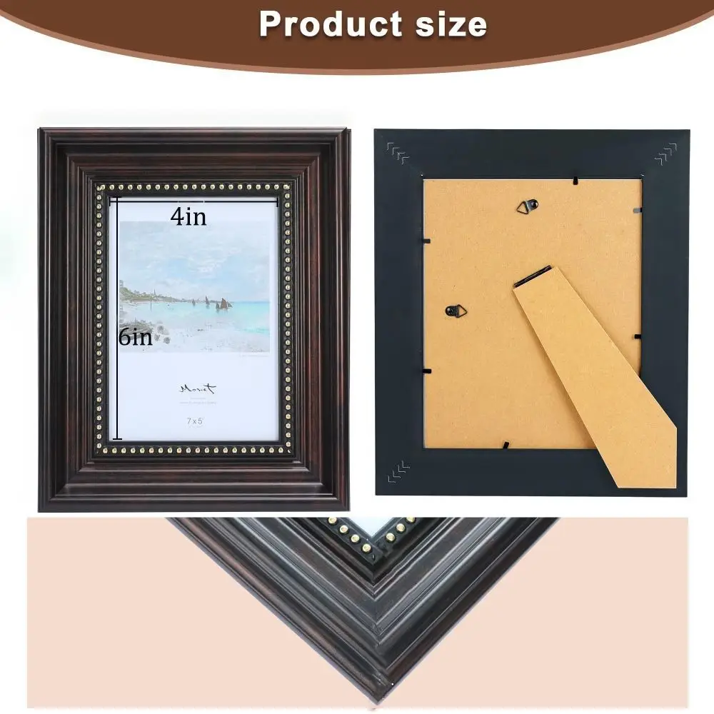 Vintage Black Rustic Resin Photo Frame - 6 Inch Desktop Ornament Display