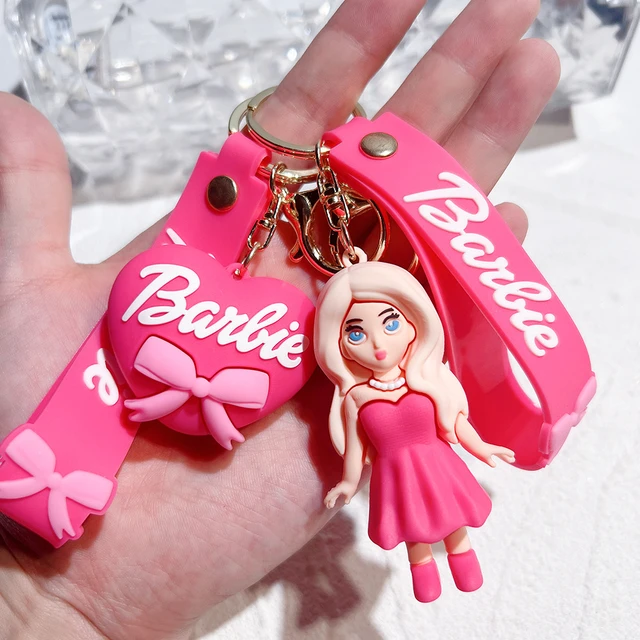 Pink Love Heart Cartoon Kawaii Movie Figure Key Chain Charms Pendant Girls  Bag Decoration Cute Keychain Accessories Gifts