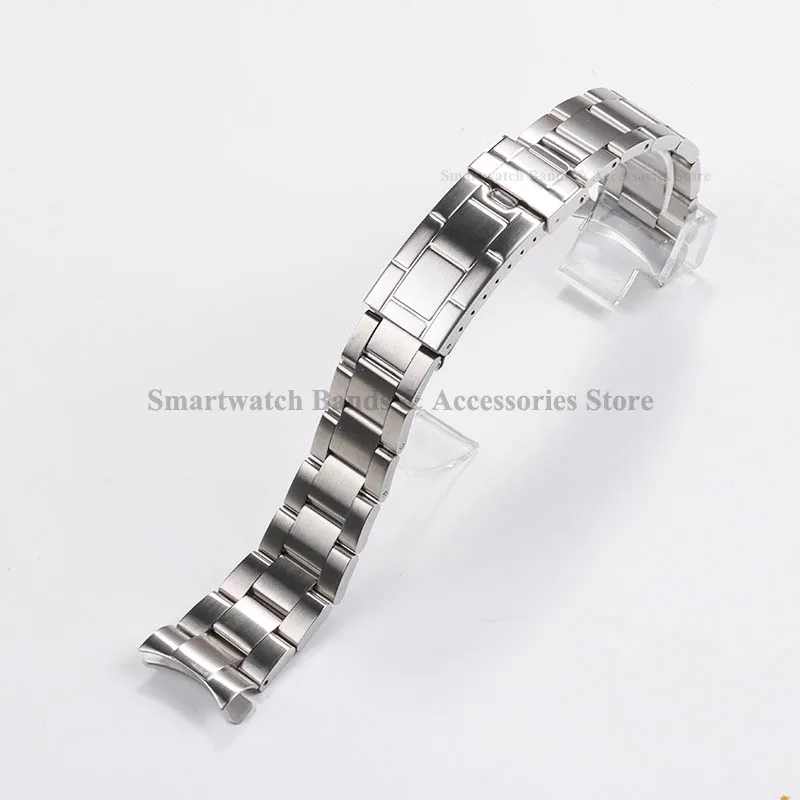 Premium 20mm Stainless Steel Watch Strap with Diving Buckle & Curved End