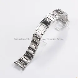 Premium 20mm Stainless Steel Watch Strap with Diving Buckle & Curved End - 20mm - no logo (Matte - Silver)
