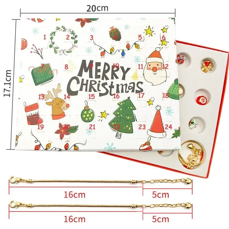 Christmas Advent Calendar 24day Countdown Calendar Advent Surprise Blind Box DIY Creative Bracelet Ornament Christmas Gift christmas countdown calendar christmas advent calendar