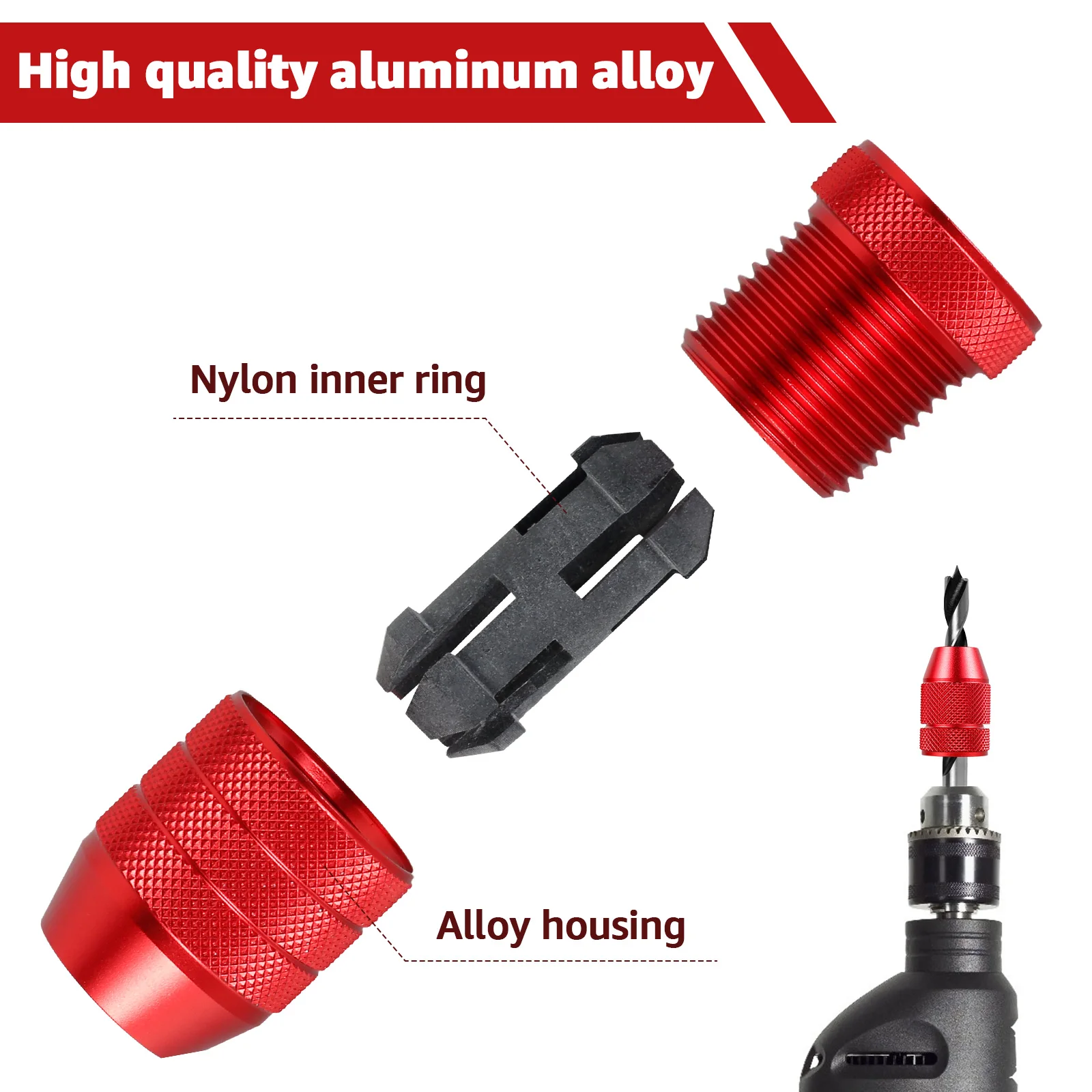 Ruitool Boordieptestop voor boorbeetjes, verstelbare stop, bereik 3/64-3/16, 15/64-7/16, aluminium boorstangset voor houtbewerkingsgereedschap en handgereedschap, 2 stuks