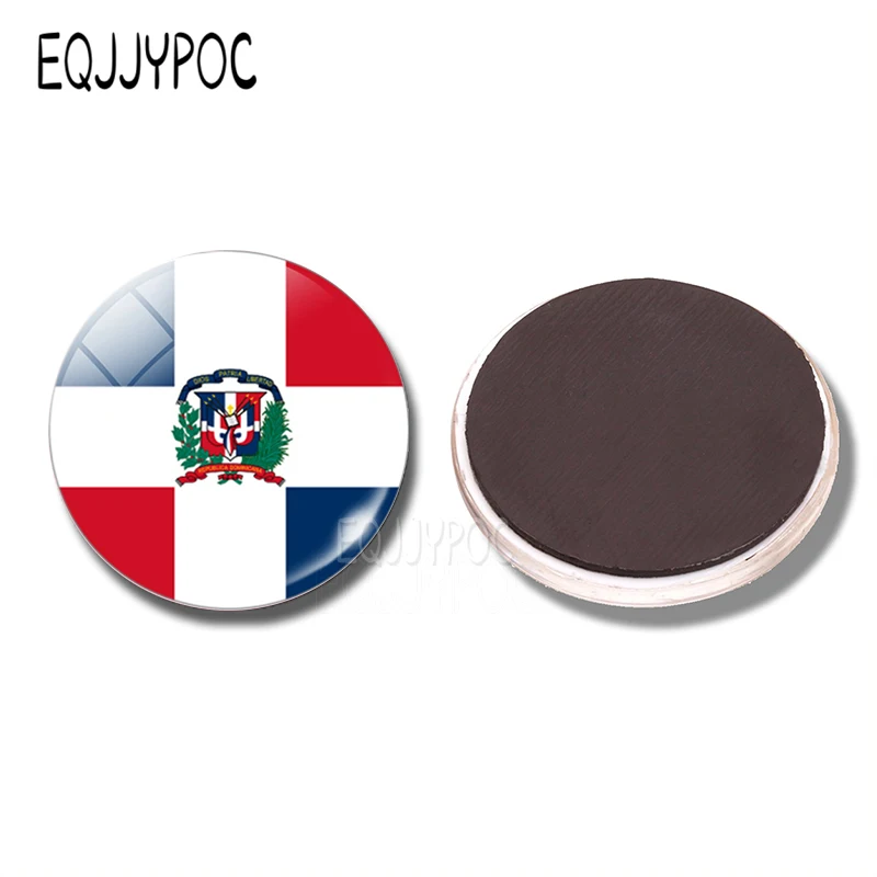 Dominican Republic Flag 30 MM Fridge Magnet Dominican Map Glass Dome Magnetic Refrigerator Stickers Note Holder Home Decoration Magnetic Fridge Magnets