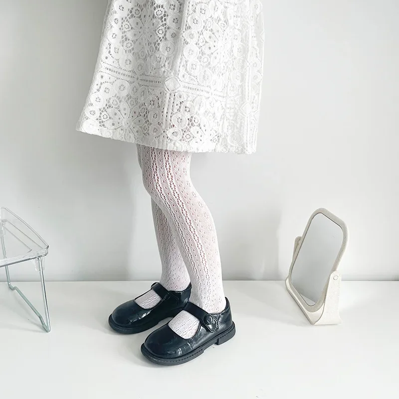 Kids Girls School Uniform Tights Cute Daisy Floral Leggings Stocking for Princess Children Thin Breathable Hollow Baby Pantyhose