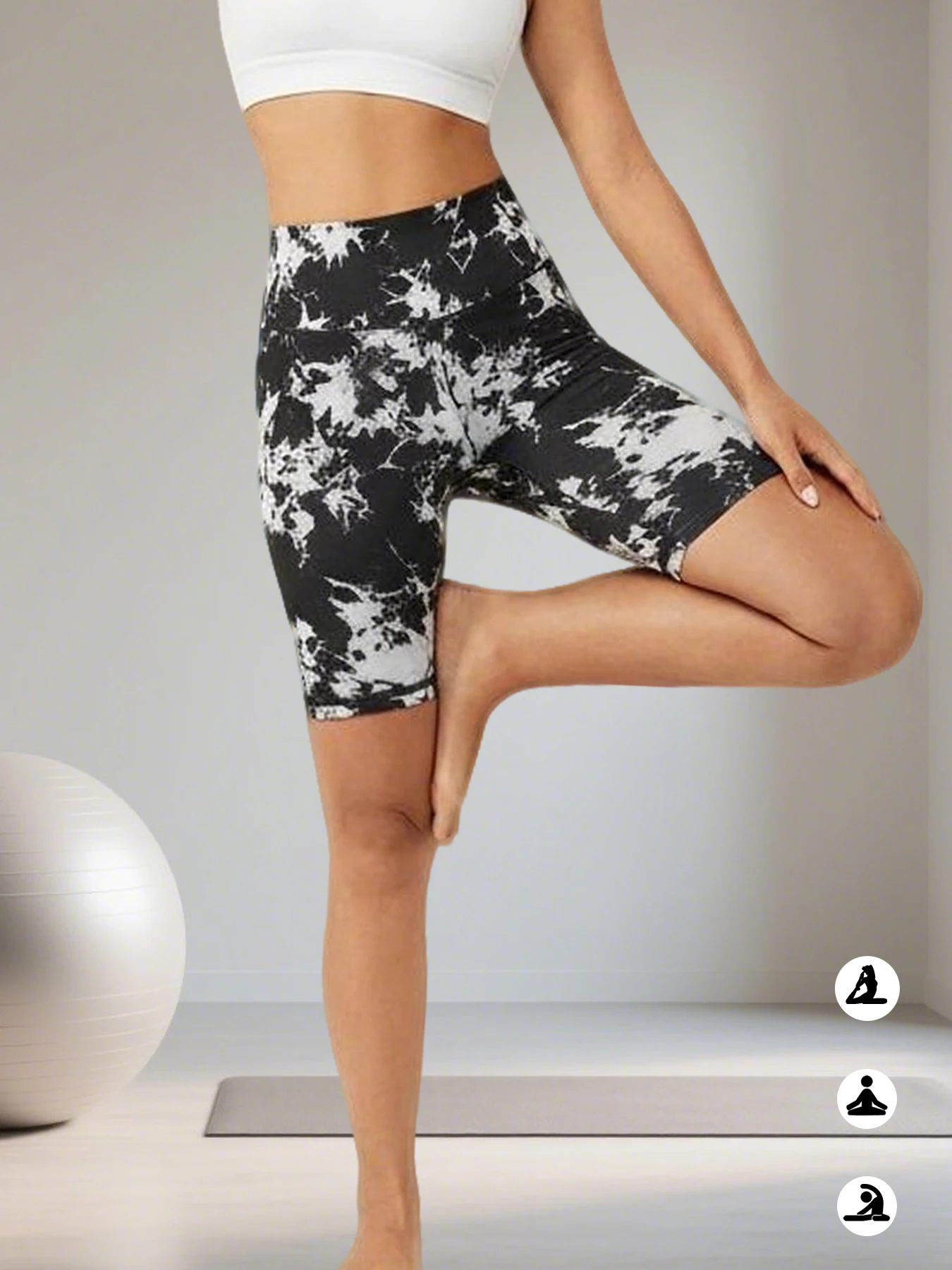 Superweiche, hochtaillierte Tie-Dye-Sport-Biker-Shorts für Damen, Blickdichte Lauf-, Yoga-, Fitness-Shorts – Detail 2