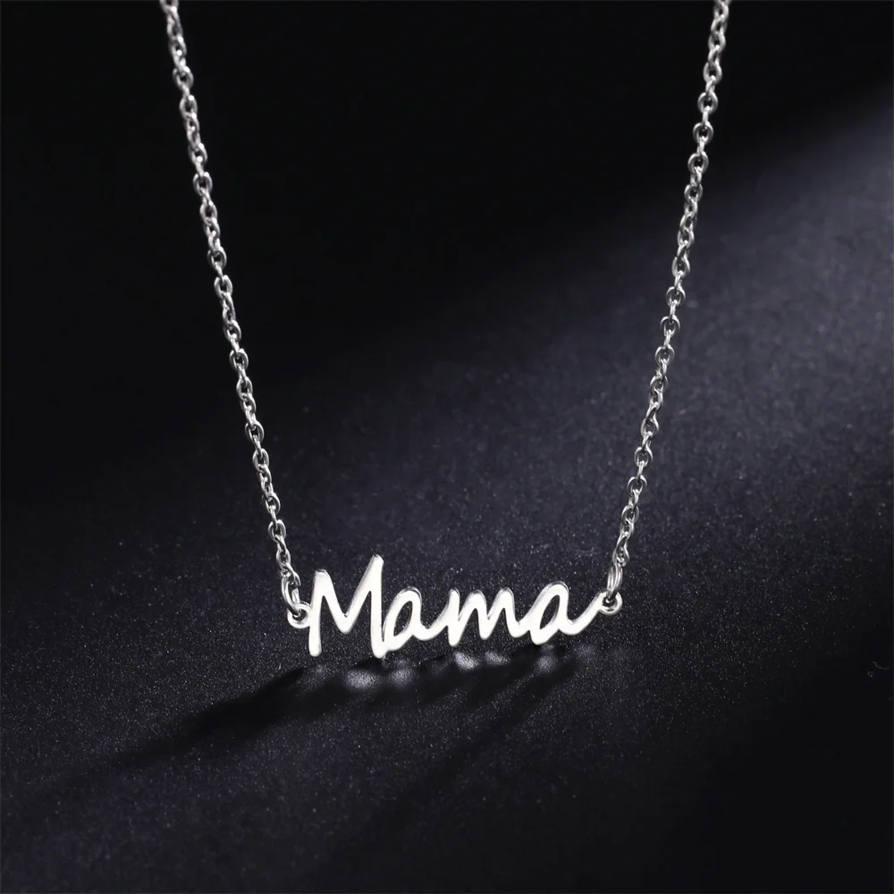 Edelstahl Perlenkette Mama Brief Charm Anhänger Halskette für Frauen Ketten Schmuck Liebhaber Mutter Muttertag Geschenke – Detail 13