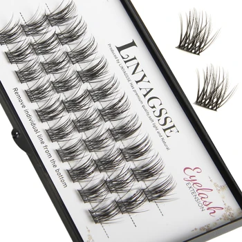LINYAGSSE 자체 이식 클러스터 속눈썹, 천연 밍크 속눈썹, 개별 연장 속눈썹, 메이크업 섬모, 50D 0.07, 60 개, 3 열