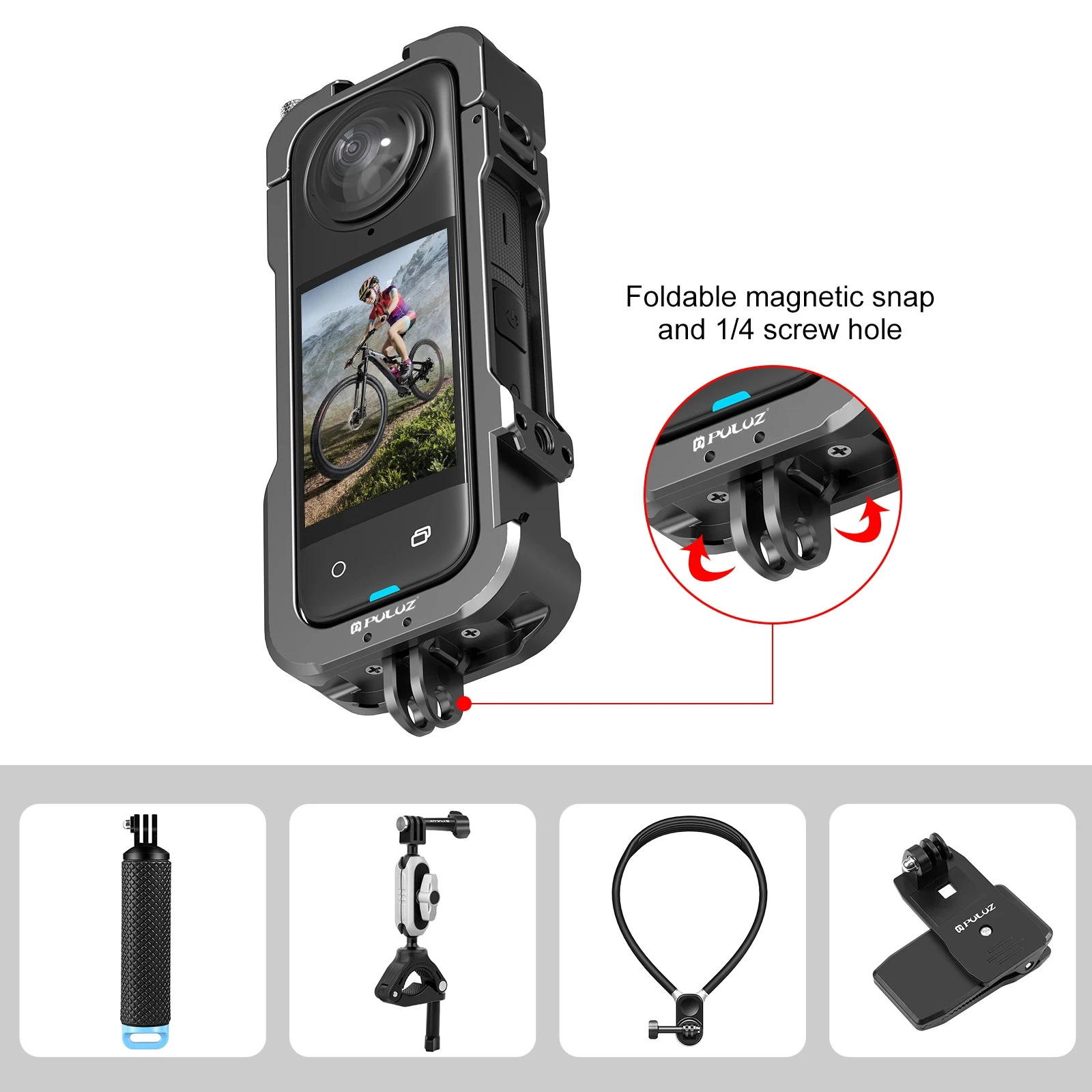 PULUZ Metal Protective Cage Rig Housing Frame For Insta360 X4 with Lens Cover