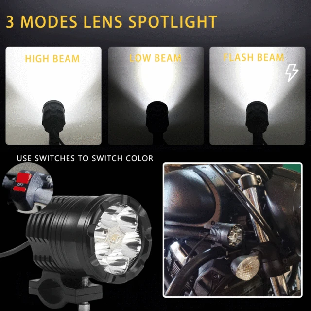 Faros auxiliares para motocicleta, lámpara LED adicional de, 12V y 24V, luces antiniebla para conducción de bicicleta y coche faros antiniebla para moto faros led para moto faros delanteros Electricidad - Imagen 2