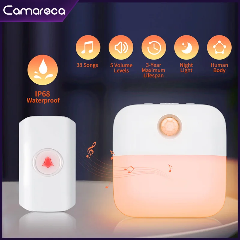 Camaroca Induction Night Light Wireless Doorbell Multi-scenario Usage Infrared Body Sensing Type-C Charge Security-protection