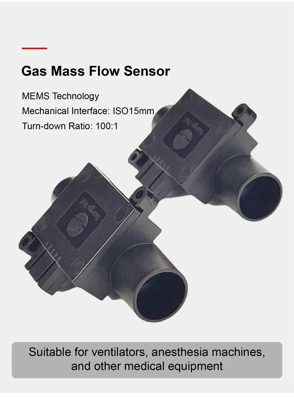 Gas Mass Flow Sensor FS1015CL for Oxygen Air Nitrogen Argon Ventilator Anesthesi