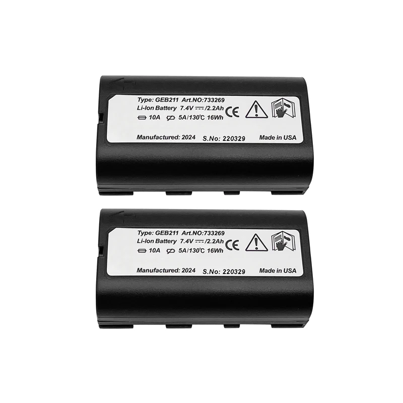 

2PCS GEB211 Li-Ion Battery For RX900 & RX1200 Series Controllers,ATX900 & 1230 Antennas ,Builder and Flexline Total Stations