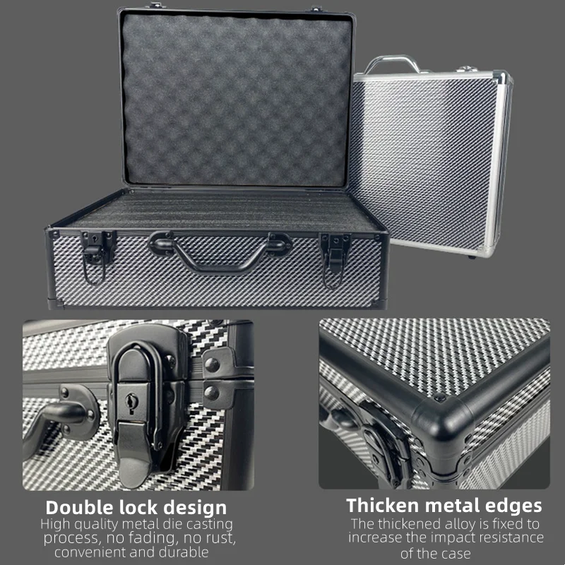 Boîte à outils Portable en aluminium, équipement de sécurité, boîte à outils, mallette à instruments, boîte de rangement, valise, étui résistant aux chocs avec éponge