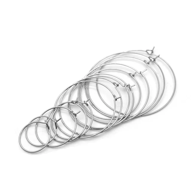 100 Pezzi Anelli Per Orecchini In Acciaio Inox Placcati Oro 18K - 30 Mm Con Ciondoli - Foto 2