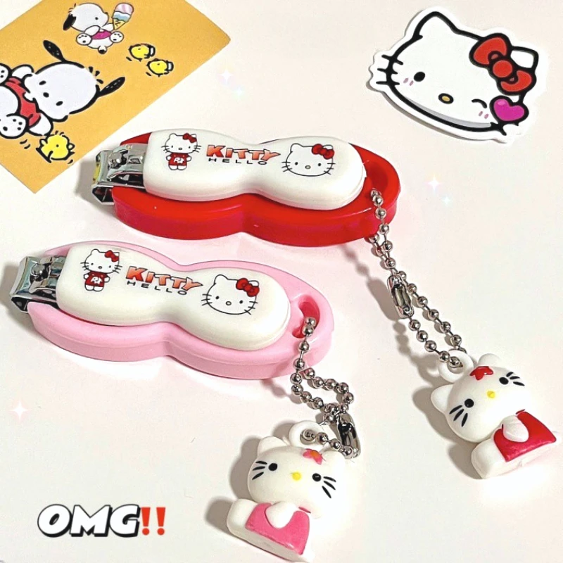 

Cartoon Hellos Kittys Nail Stainless Carbon Steel Flat Edge Nail Clippers Steel Toe Nail Portable Keychain Manicure Trimmer Tool