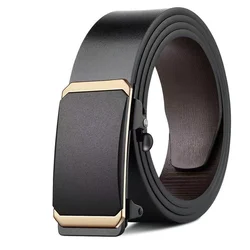 Luxury Genuine Leather Men's Belt with Metal Automatic Buckle - 130cm (F)