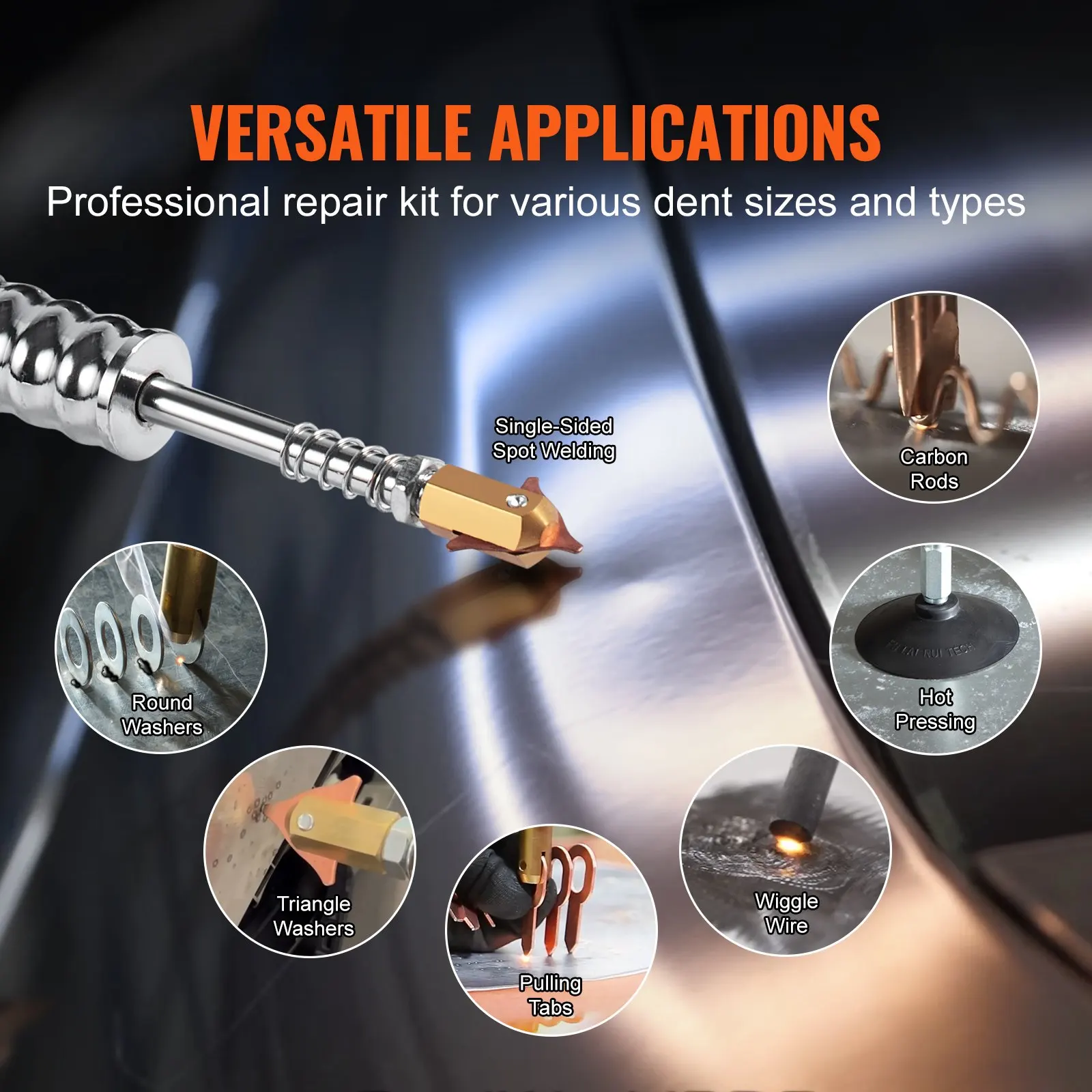 VEVOR Stud Welder Dent Repair Kit Auto Body Spot Welding Dent Puller Machine with 7 Welding Modes & Adjustable Power 5