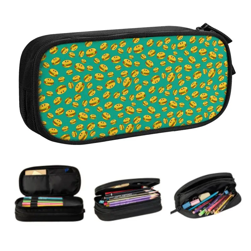 

Hamburger Burger Pattern Korean Pencil Case Girls Boys Large Capacity Pencil Bag Pouch Students Stationery