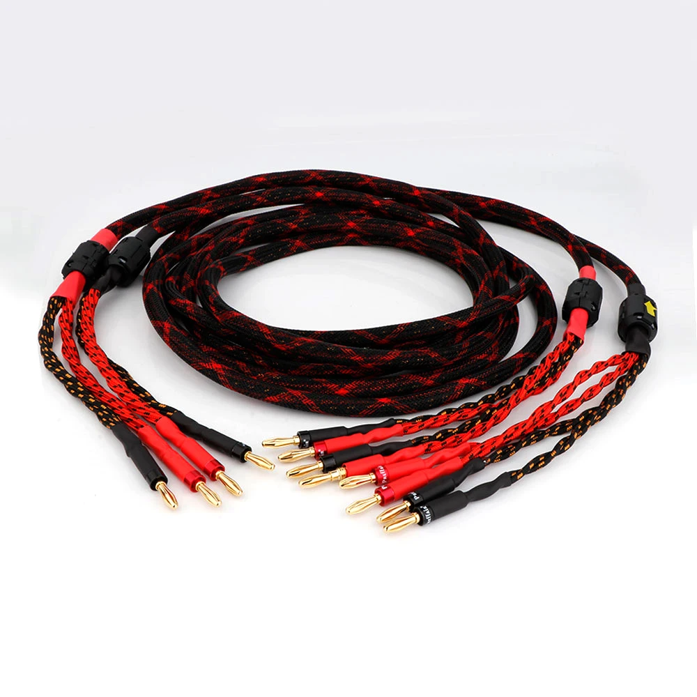 9AWG 스피커 케이블 오디오파일 케이블 바나나 플러그 바이와이어 라우드스피커 와이어 오디오 라인 스피커, 앰프용