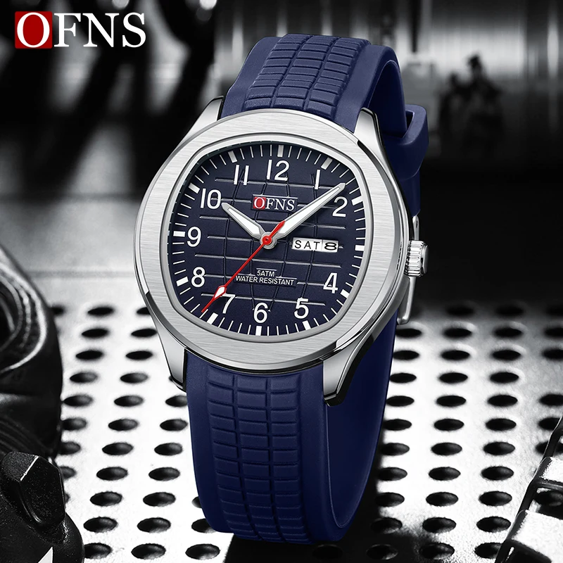 OFNS New Fashion Men's Watch Military Waterproof Automatic Date Quartz Men Watch Teenagers High Quality Leisure Sports Watch Hot 2