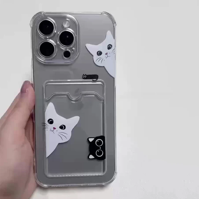 Stylish Black and White Cat Pattern Insert Phone Case Cover