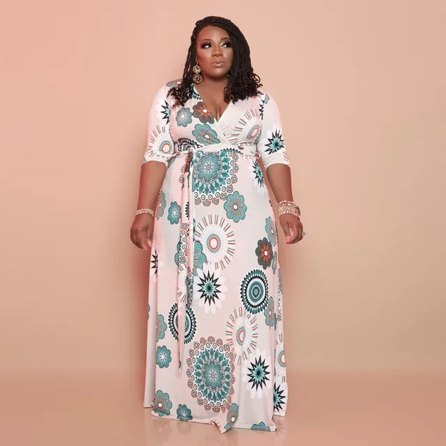 Fashion Sexy Print Dress Plus Size Long Retro Autumn Casual Loose Swing  Dress Party Beach Boho V Neck Long Dress 2022 Women's - Plus Size Dresses -  AliExpress