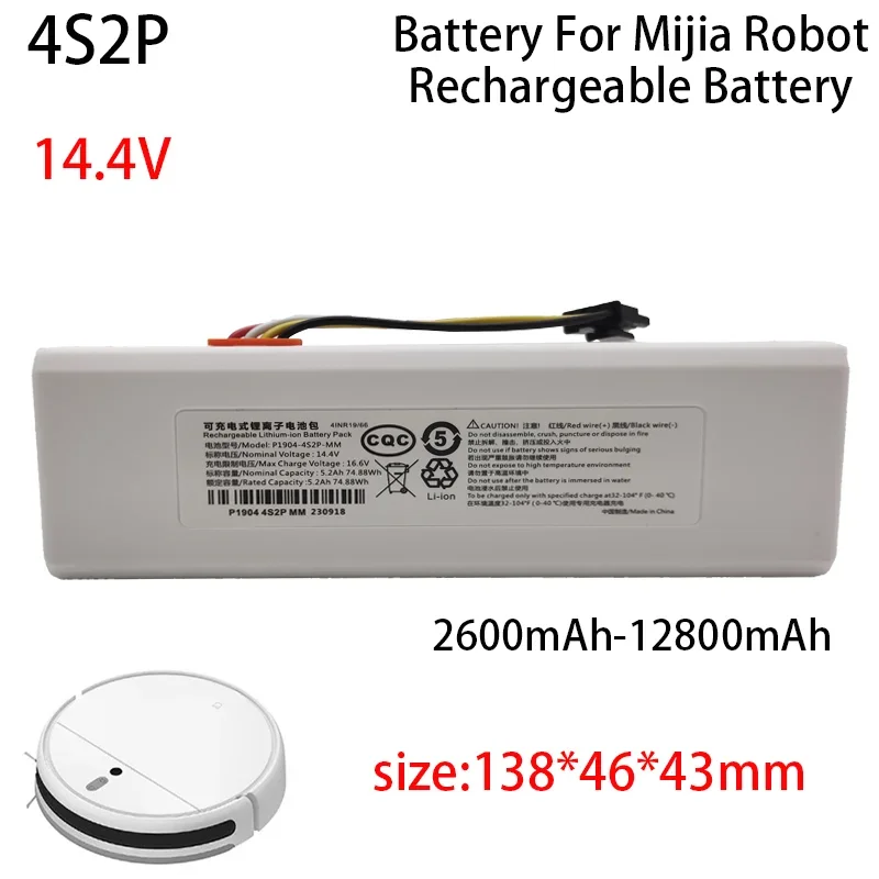 

Oplaadbare Lithium-Ion Battery Mijia Robotstofzuiger, 1C Stytj01zhm, 1C Batterij Voor Robotstofzuiger,14.4V,2600mAh ~ 12800mAh