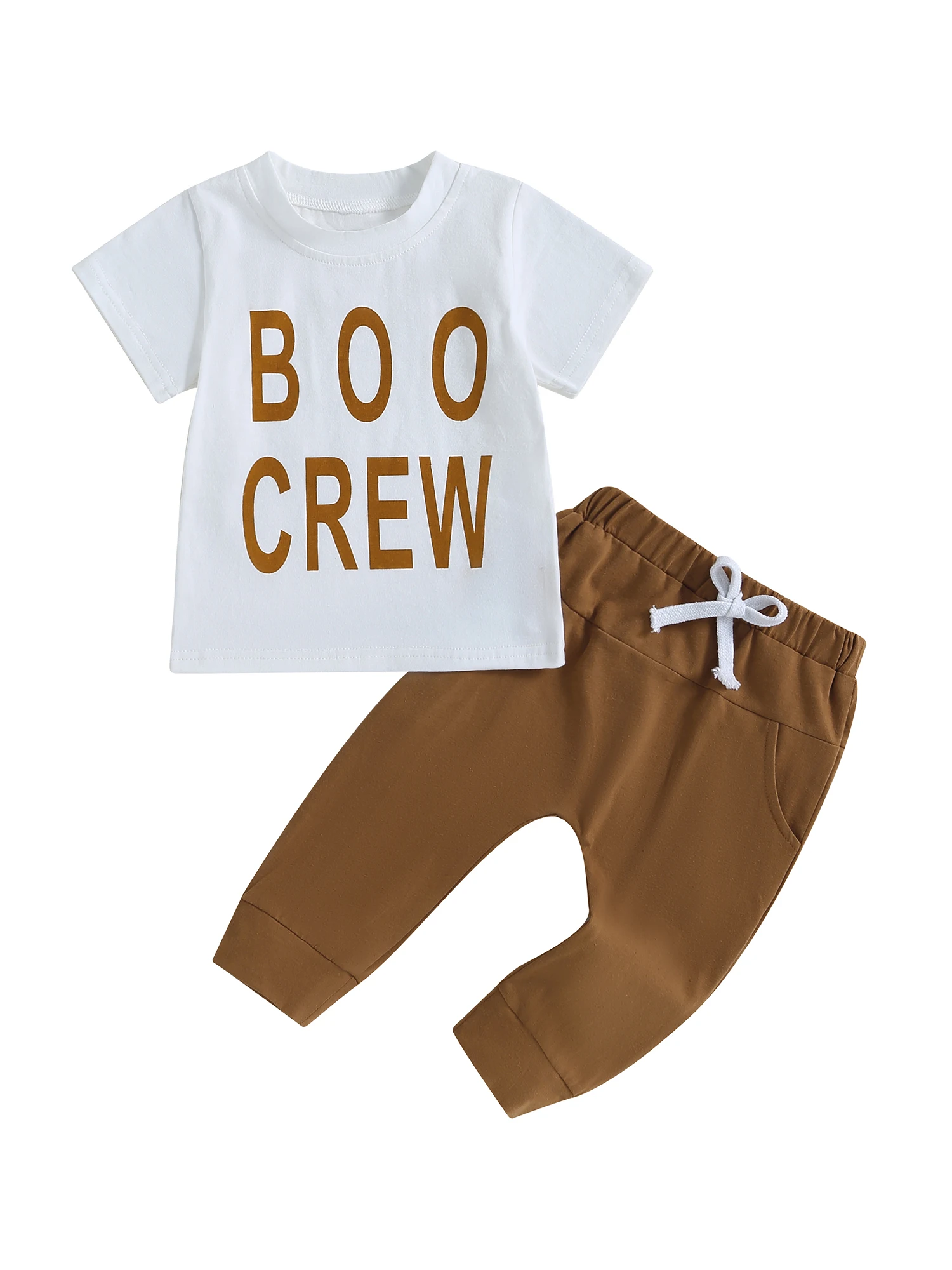 

Toddler 2Pcs Halloween Outfits Short Sleeve Letter Print T-Shirt Pants Set Baby Clothes