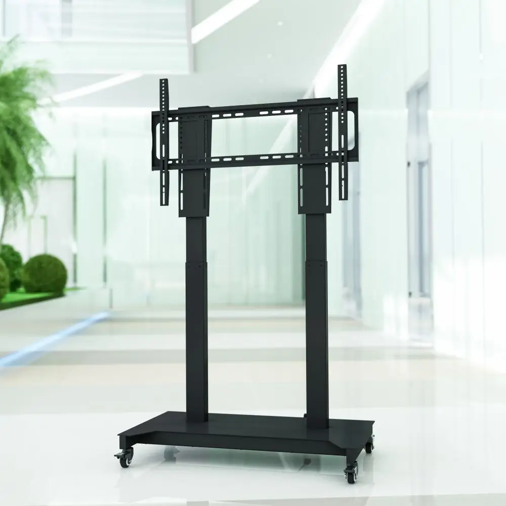 

Motorized TV Mount Metal Height Adjustable TV Cart with Wheels Movable Remote Control TV Stands for Meeting Room