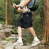 Summer Men's Clothing Bandage Solid Color Elastic High Waist Pockets Casual Loose Straight Knee Pants Preppy Style Shorts 3