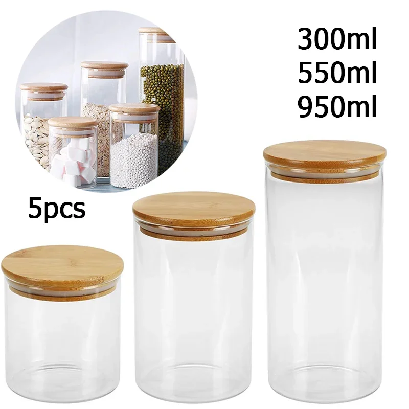 ANSQU Barattolo In Vetro Vintage Con Coperchio In Bambù - 1L, Ermetico, Per Caffè, Tè E Dispensa
